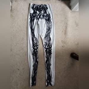 White skeleton leggings